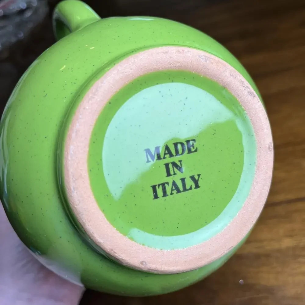 Speckled Green Terre D'Umbria Rustic Pitcher, Made in Italy 6-3/4” Stoneware